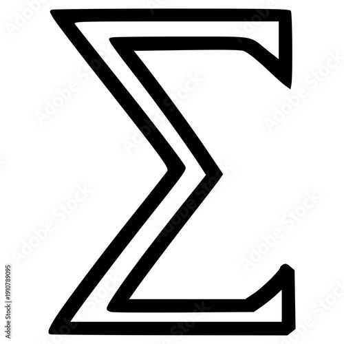 doodle sigma Greek alphabet illustration hand drawn outline vector