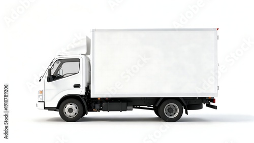 White delivery truck on white background