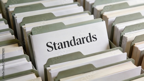File folders labeled Standards
