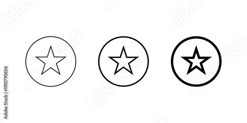 Simple star outline icon set in circular line. Favorite and bookmark symbol