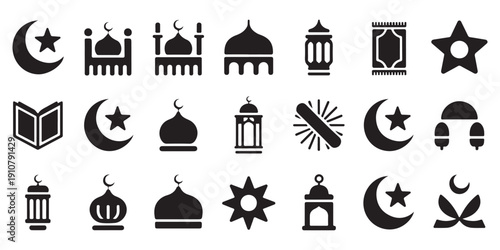 Islamic Elements and Symbols Icon Set for Religious Design