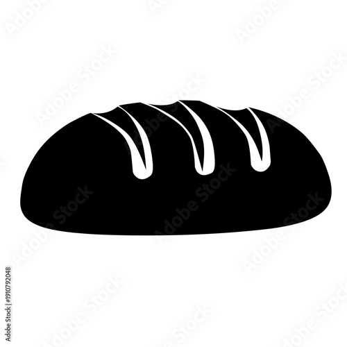Bread Loaf Icon Black Silhouette Bakery Food Symbol Vector