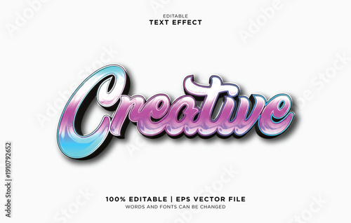 Editable vector text effect with creative typography in a colorful gradient style for design