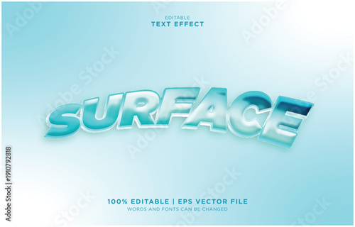 Editable vector text effect with surface on a blue gradient background for 3D table