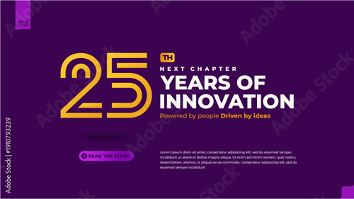 25th anniversary colorful gradient corporate banner on dark background with modern minimal number