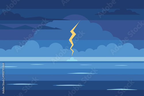 Ocean Thunderstorm On Distant Horizon