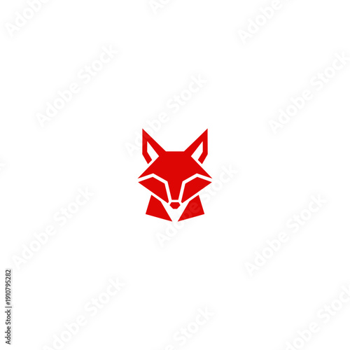 Red fox head geometric vector icon, minimalist animal logo design, flat graphic symbol isolated on white