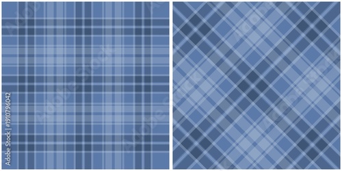 Dual Blue Plaid Textile Patterns, Tablecloth squares, Scottish tartan pattern