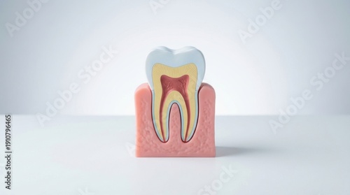Cross section of a tooth showing layers enamel dentin pulp and root.