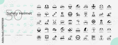Safety Helmet Duotone Editable Icons set