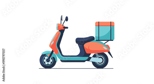 Delivery scooter with packages riding on city road