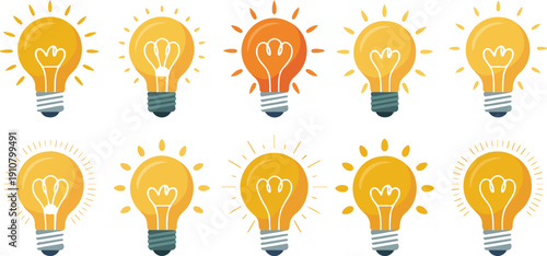 Light Bulb Idea Vector Set  Innovation, Inspiration, and Brainstorming Icons
