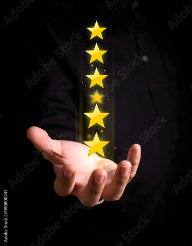 Futuristic 5 Star Quality Rating Hologram Concept

