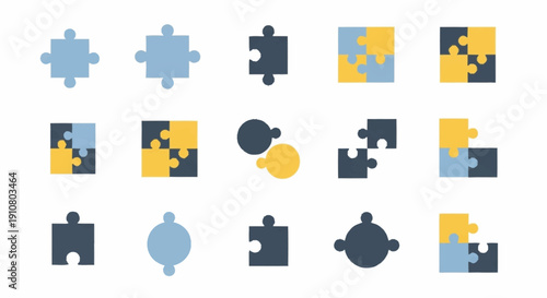 Collection of Various Jigsaw Puzzle Pieces.