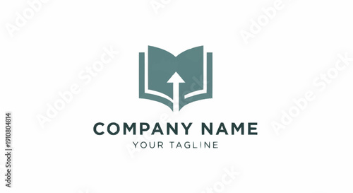 Book Logo Design with Arrow Symbol.