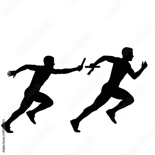 Runners Passing Baton in Relay.