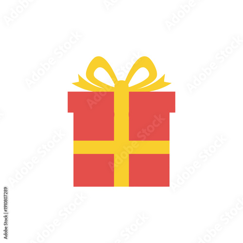 Red Gift Box with Yellow Ribbon.