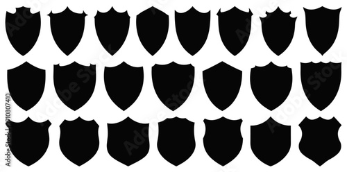 Heraldic Shield Silhouettes Collection and Crest Shapes in Various Designs, Transparent Background