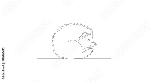 Minimalist Hedgehog Line Art Drawing, Cute Animal Illustration