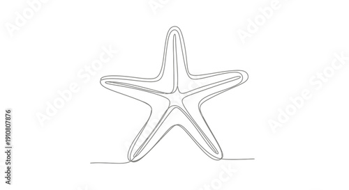 Minimalist Starfish Line Art Drawing, Continuous Line, Ocean Life Icon