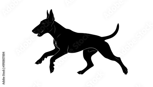 Dynamic Silhouette of a Running Dog with Focused Energy.