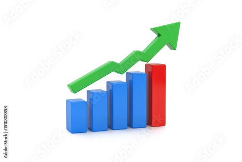 Free Download Bar Chart Showing Positive Growth with Red Bar and Green Arrow - GFXLoad