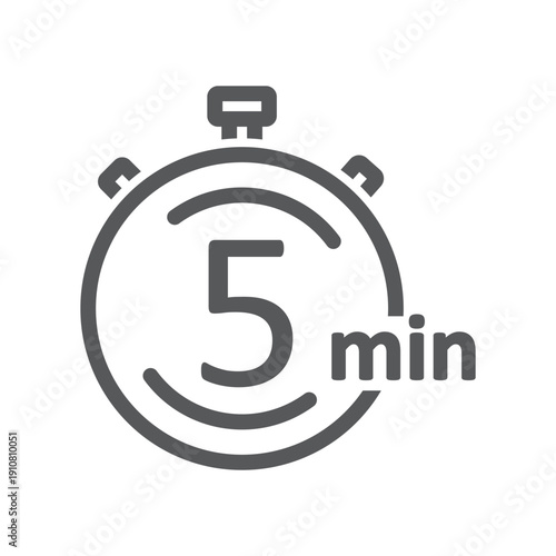 5 minutes timer or 5 minutes stopwatch, icon, vector. 
