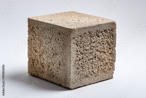 Textured Concrete Block on Light Background
