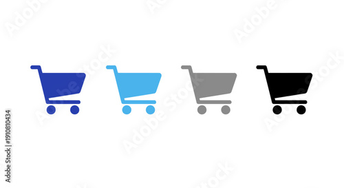 Shopping Cart Variety: A quartet of shopping cart icons, each distinguished by a unique color, providing a visually appealing assortment for e-commerce and retail concepts.
