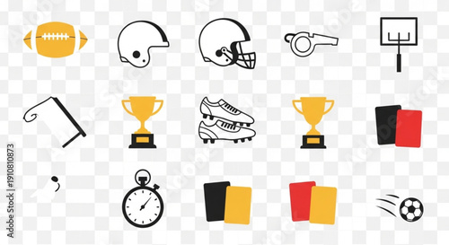 Comprehensive Sports Equipment and Referee Icon Set