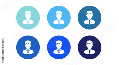 Business Icon Set: A collection of six diverse business person icons, symbolizing various aspects of corporate culture and professional identity.