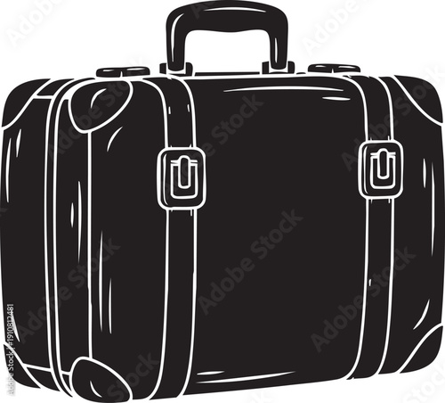 A vintage suitcase illustration with handle and buckles on a clean background