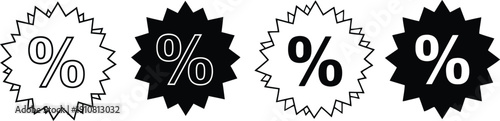 Discount percentage labels with various percentages