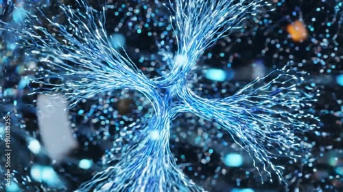 Abstract Neural Network Connection in a Glass Sphere - Futuristic Technology.