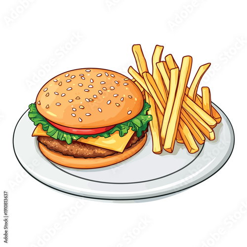 tasty burger fast food isolated vector illustration