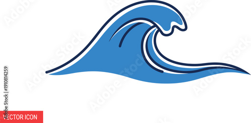 Blue Wave Illustration Vector Graphic Design.