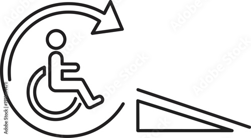 Disabled Person in Wheelchair Icon Symbol.