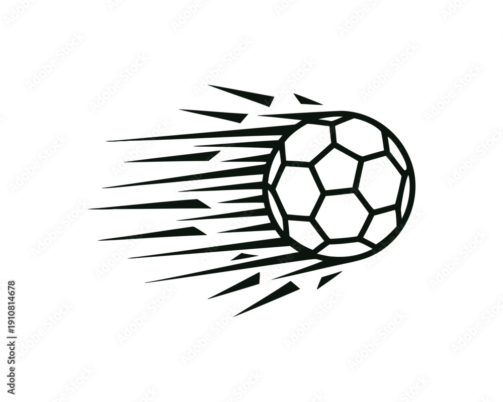 Obraz premium Football Club Logo Badge with Flying Soccer Ball and Ribbon, Professional Sports Team Emblem Vector