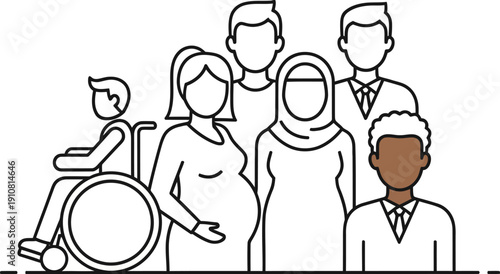 Diverse Group of People Standing Together.