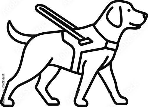 Dog Wearing Harness with Tool Attachment.