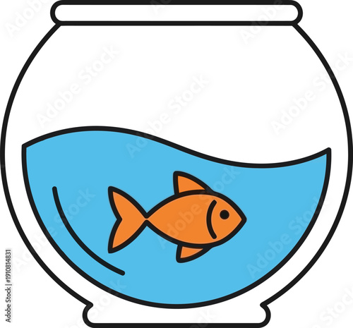 Goldfish Swimming in Fishbowl Water.