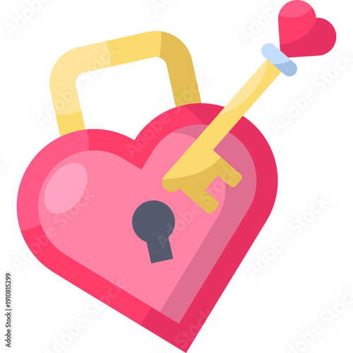 Heart Lock Flat Icon