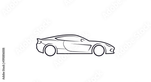 Sleek Sports Car Outline Drawing.