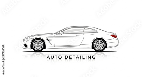 Sleek Sports Car Outline for Auto Detailing Services.