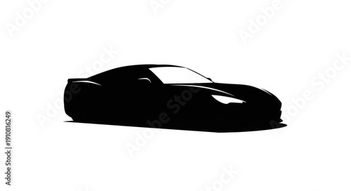 Sleek Sports Car Silhouette Isolated on White Background.
