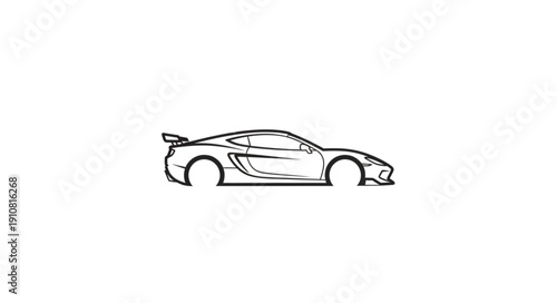 Sleek Sports Car Silhouette Line Drawing.