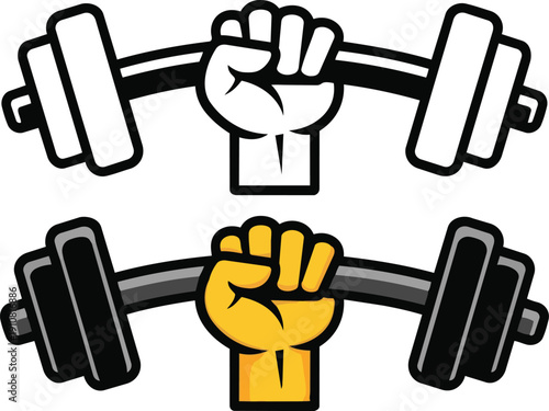 Hand holding dumbbell icon vector. strength and motivation for gym, workout, and training symbol. vector illustration.