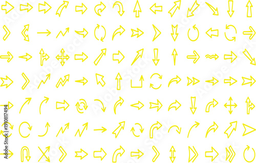 Hand Drawn Arrow Icons Collection Direction Navigation Symbols Set