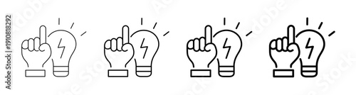 Creative Idea Inspiration and Innovation with Lightbulb and Pointing Finger Icon Vector Illustration