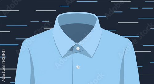 Minimalist light blue dress shirt against a dark, striped background